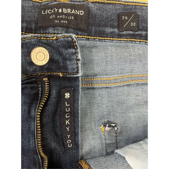 Lucky Brand Jeans Men 38x30 Blue Denim 410 Athletic Straight Medium Wash Stretch - Picture 9 of 14